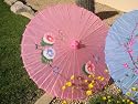 Cloth Parasol, Pink Color w/Flowers #8000P
