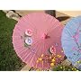 Cloth Parasol, Pink Color w/Flowers #8000P