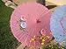 Cloth Parasol, Pink Color w/Flowers #8000P