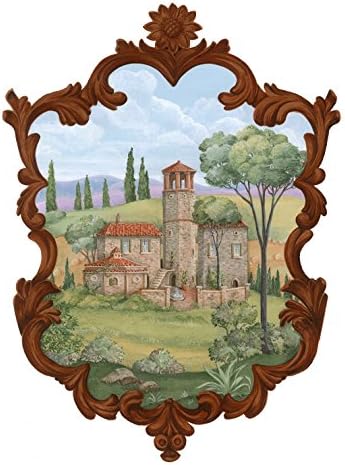 TUSCAN VILLA SCENE - WALL PANEL ON LASER CUT WOOD - 64 inches tall by 47 inches wide - $ 975 includes ground shipping (USA only) and handling.