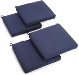 Blazing Needles Outdoor Spun Poly 19-Inch by 20-Inch by 3-1/2-Inch All Weather UV Resistant Zippered Cushions, Azul, Set of 4