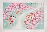 Chinese Brush Painting - Carp and water lilies, watercolor on paper