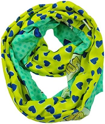 WishCart Girls Infinity Loop Scarves Circle Neck Wrap ,Two-Sided Wear Cute Design Printing-Green Yellow