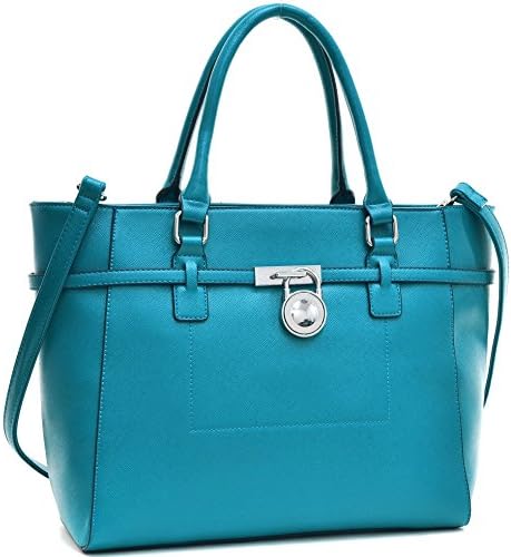 Dasein Loop Handle Faux Leather Laptop, Tablet, iPad Bag Satchel Briefcase Shoulder Handbag Purse (Green - 211875)