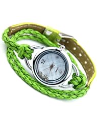 New Ladies Woman Elegant Candy Leather Strap Quartz Bracelet Wrist Watch Green