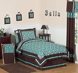 Turquoise and Brown Bella Childrens & Teen Bedding 3 pc Full / Queen Set