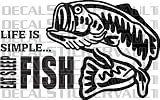 Life is Simple Eat Sleep Fish Fishing Decal Sticker Fly Fishing Trout Stream Fisherman