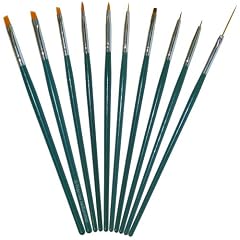 10-teiliges hochwertiges Profi Nailart- und Modellage Pinsel-Set (gr�n) f�r Onestroke und Nagelmodellage