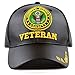 The Hat Depot Official Licensed 3D Embroidered Soft Faux Leather Veteran Military Cap (U.S.Army-Black)