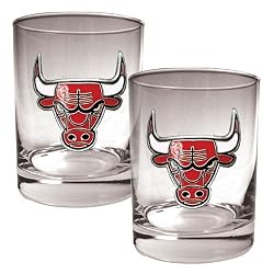 Chicago Bulls NBA 2pc Rocks Glass Set - Primary Logo by Great American Products