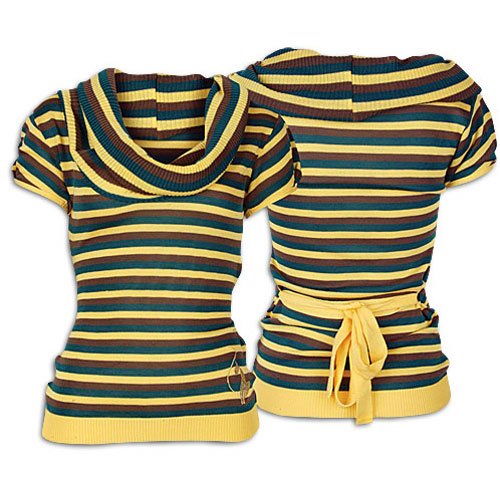 Click here to buy Baby Phat Belted Cowl Neck S S Sweater - Ladies.