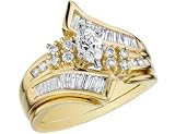 Marquise Cut Diamond Engagement Ring and Wedding Band Set 1 Carat (ctw) in 14K Yellow Gold (Certified)