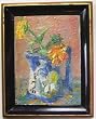 Flowers in Blue & White Vase, Original Oil Painting on Board By Carmel Art Association Artist Janet Ament de la Roche - Framed Artwork
