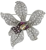 CZ by Kenneth Jay Lane "Classic CZ" Elaborate Orchid Cubic Zirconia Brooch