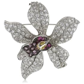 CZ by Kenneth Jay Lane Classic CZ Elaborate Orchid Cubic Zirc