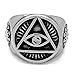 ELFASIO Men Stainless Steel Rings Illuminati The All-Seeing-Eye Pyramid/Eye Symbol Ring Size 13