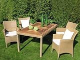 Eigenschaften VIA NOVA  / DESIGN-GRUPPE, Tisch mit Teakplatte+4 Sessel, Rattan-Look, natur