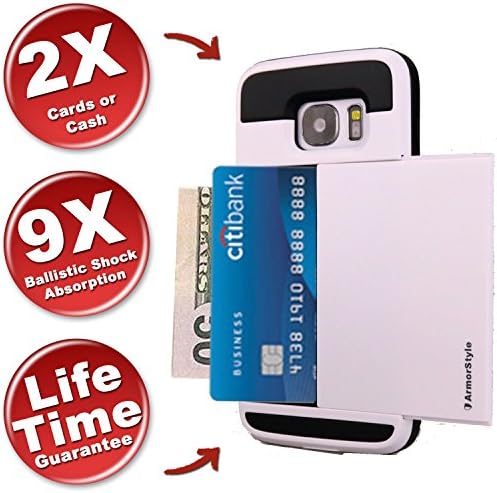 ★ NEW - BEST SAMSUNG S7 EDGE ID CASE ★ Thinnest S7 EDGE Wallet Case ★ GS7 Edge Card Case ★ Hidden Cash + ID Holder ★ Pocket Friendly ★ Buy Best Samsung S7 EDGE ID Case - ArmorStyle Slim Slide (White)