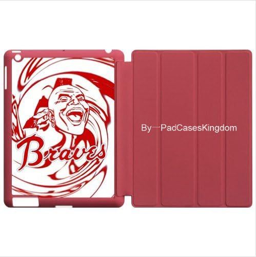Wake/Sleep Stand iPad 2 & iPad 3 smart case with MLB Atlanta Braves background design by padcaseskingdom(Pink)