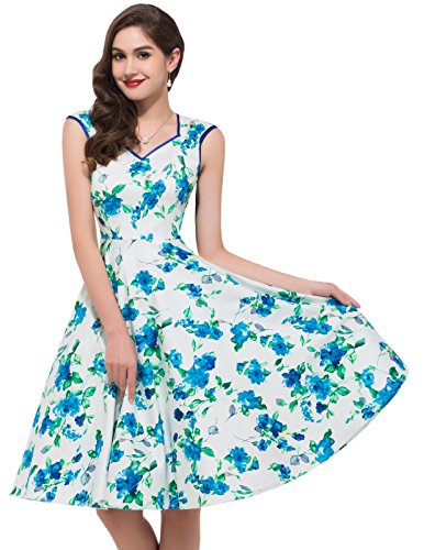 PAUL JONES Womens Flower Print Sleeveless V-Neck Vintage Dress Color B(S)