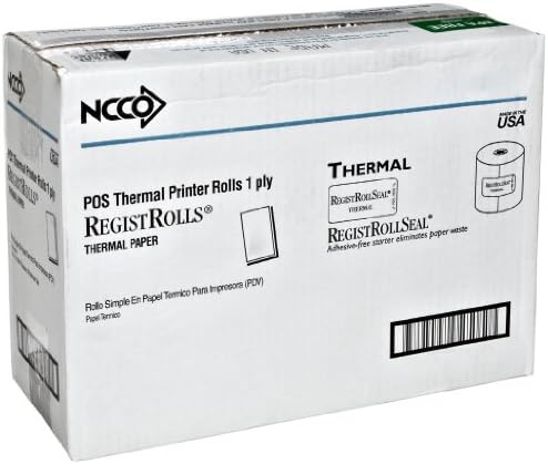 National Checking 7313SP 200' Length x 3.13 Inch Width 1 Ply White Thermal Registroll (3 Packs of 10 rolls)
