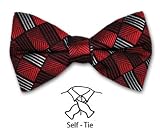 Men's - Red - Burgundy - Gray - Silk Woven Self - Tie Pattern Bowtie