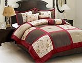 Chezmoi Collection 7 Pieces Maroon, Beige, and Brown Patchwork with Sequin  ....