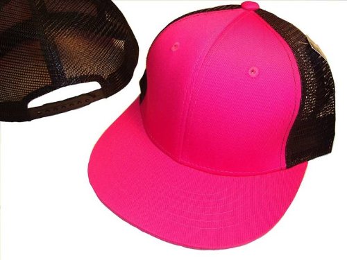 Hot Pink & Black 6 Panel Mesh Trucker Adjustable Baseball Cap Hat