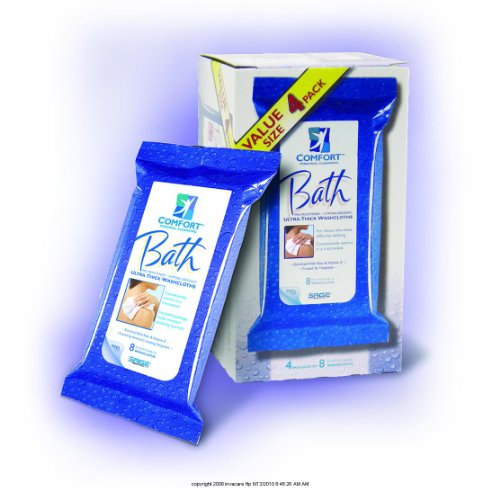 Comfort Bath Rinsefree Disposable Washcloths, Comfort Bath 4Pk Display