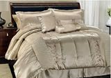 7 Pc. Taupe Comforter Set w/ Embroiderey and Matching Pillows