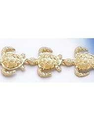 Gold Bracelet 7.5 Sea Turtle Link Bracelettextured