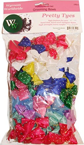 Dog Bows Pretty Tyes Grooming Bows Assorted 5/8" Satin Single Dot Pet Bows