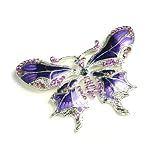 Purple Austrian Rhinestone Butterfly Design Silver-Tone Brooch Pin