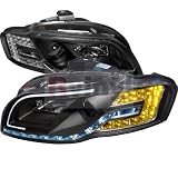 Audi A4 2005 2006 2007 2008 Projector Headlights - Black With Daytime Running Lights by Spec-D Tuning