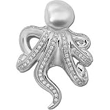18K Palladium White Gold Paspaley South Sea Cultured Fine Baroque Pearl and Diamond Octopus Brooch