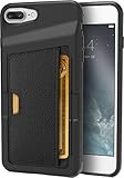 CM4 iPhone 7 Plus Wallet Case - Q Card Case for iPhone 7+ [Slim Protective Kickstand Grip Cover] - Black Onyx