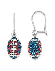Sterling Silver Swarovski Elements Chicago Spirit Football Earrings