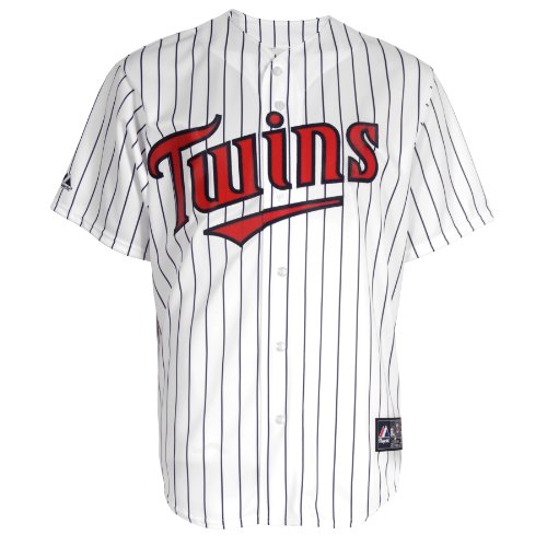 MLB Youth Minnesota Twins Delmon Young White/Navy Home Short Sleeve 6 Button Synthetic Replica Baseball Jersey Spring 2011  (White/Navy, Large)