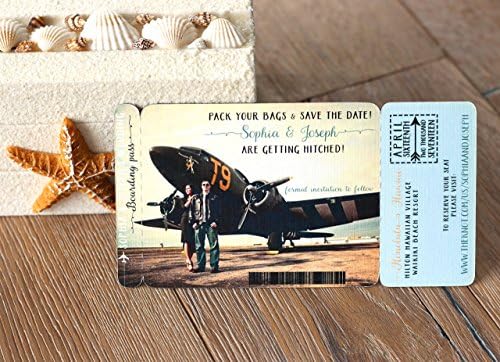 Boarding Pass Save the Date Magnet. Destination Wedding Invitation with photo. DESIGN FEE
