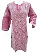 Indian Tunic Top Pink Paisley Embroidered Boho Kurta Dress Medium Size