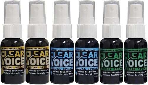 Clear Voice Vocal Spray Cherry-Apple Honey-Lemon Mint 1 fl. oz. Bottles 6 Pack