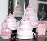 Classic Pastel Baby Shower Diaper Cake (4 Tier, Pink)