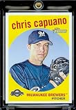 2008 Topps Heritage # 377 Chris Capuano / Milwaukee Brewers / MLB Baseball Trading Card in a Protective Screw Down Display Case