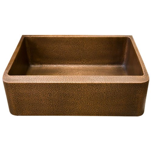 25 Fiona Hammered Single Bowl Copper Farmhouse Sink - Antique Copper