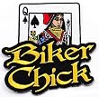 Biker Chick Embroidered Patch Female Motorcycle Queen of Spades Iron-On Emblem