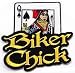 Biker Chick Embroidered Patch Female Motorcycle Queen of Spades Iron-On Emblem