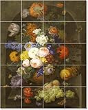 Johann Drechsler Flowers Tile Mural Remodeling Ideas. 30x36 inches using (30) 6x6 ceramic tiles. Johann Drechsler Flowers Tile Mural Remodeling Ideas. 30x36 inches using (30) 6x6 ceramic tiles.