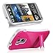 HTC One Max / T6 Stand Case, GreatShield Guardian Hybrid Snap On Case Back Cover with Kickstand for HTC One Max / T6 (Pink/White)