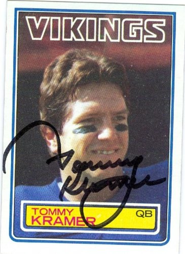 Tommy Kramer Autographed/Hand Signed Football Card (Minnesota Vikings) 1983 Topps #102