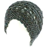 Winter Stretchy Large Comfort Vented Knit Beanie Skull Ski Hat Gray with Teal